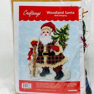 Woodland Santa Plastic Canvas Wall Hanging Kit - New